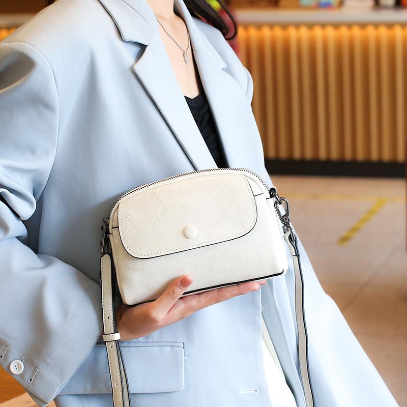Genuine Leather Shoulder Bag for Women, Top Grain Cowhide Phone Purse, New Mini Crossbody Bag, Soft Oil Wax Texture, Vintage Style