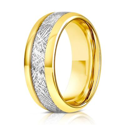 8mm Men 'S Stainless Steel Rings Blue Red Rainbow Groove Beveled Edge Ring Carbon Fiber Ring Men 'S 'S Wedding Band Jewelry
