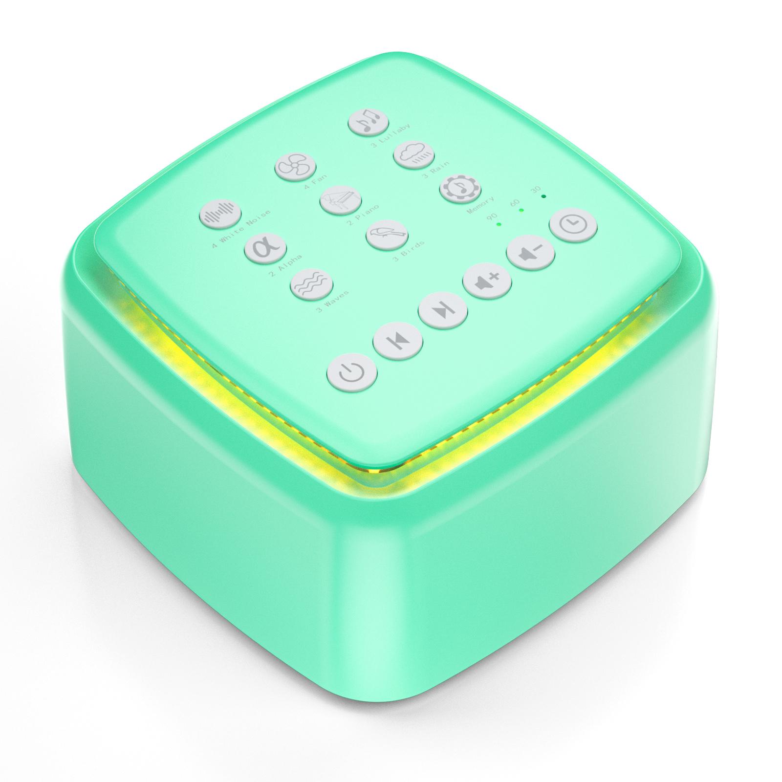 

ST-K302 Машина с белым шумом, 30 успокаивающих звуков и теплый свет для сна, мощная батарея, 30 часов воспроизведения звуковой машины для детей и взрослых зелёный