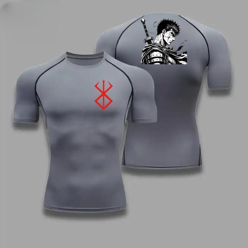 Herren Sommer Sport Kompressions-T-Shirt Atmungsaktiv Schnelltrocknend Hochelastisch Kurzarm-Tee mit Kühner Armor Guts Grafik Fitnessstudio