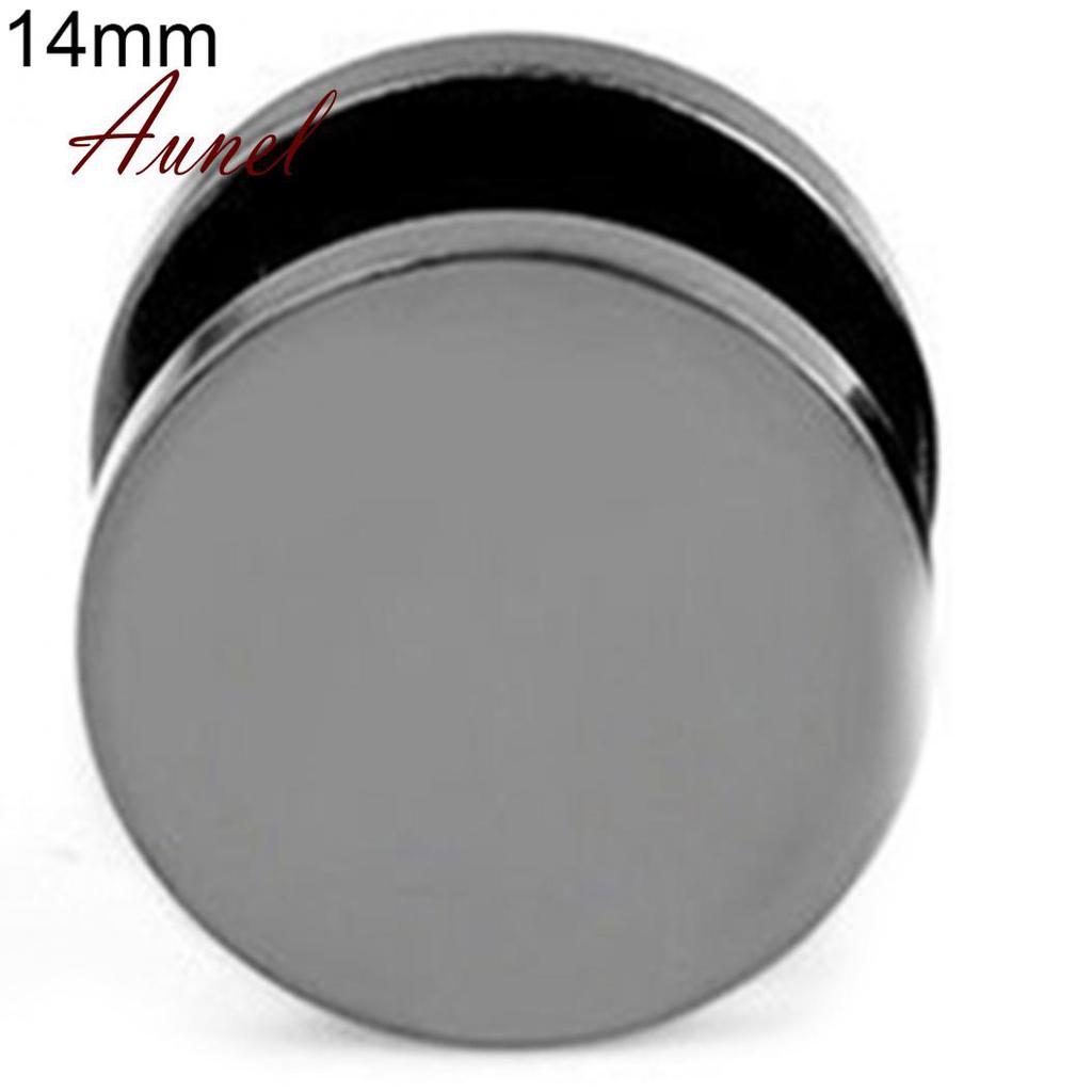 Punk Round Black Stainless Steel Ear Stud Piercing Earrings 3mm - 14mm