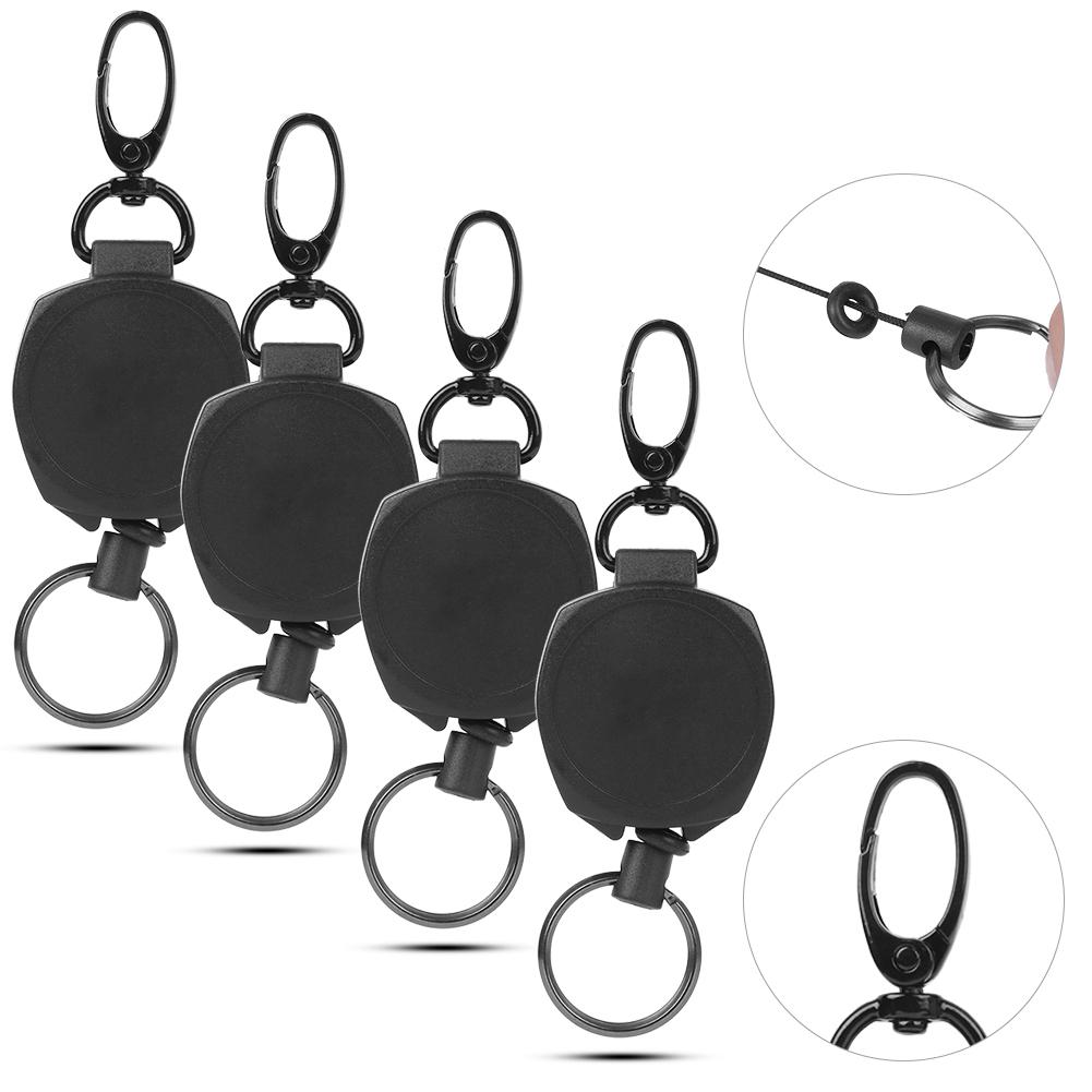 4 Stück Wandern Camping Anti-Verlust Einziehbarer Schlüsselanhänger Diebstahlsicherung Sicherheits Dehnbarer Schlüsselanhänger