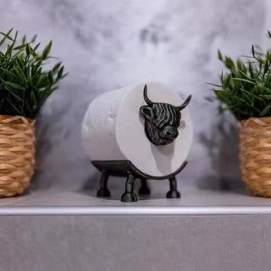 Funny Toilet Paper Holder Simple Installation 3D Printed Cow Design Free Standing Bathroom Toilet Roll Holder Tissue Paper Organizer