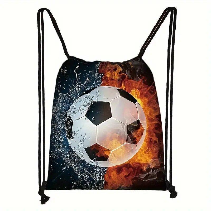 3pcs Football Pattern Drawstring Bags with Practical Pockets, Easy To Carry Football Training Bags
