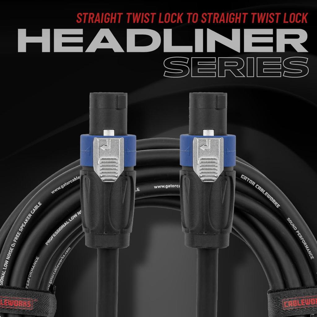 Cableworks by Gator Cases Headliner Series Speaker Cable (25ft SpeakonSpeakon) GCWH-SPK-25-2TL