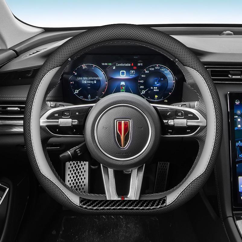 Hongqi H6/H9/HS3/H5 Steering Wheel Covers; Nappa Leather, Ultra-Thin, Non-Slip, Sweat-Proof, Original Color.