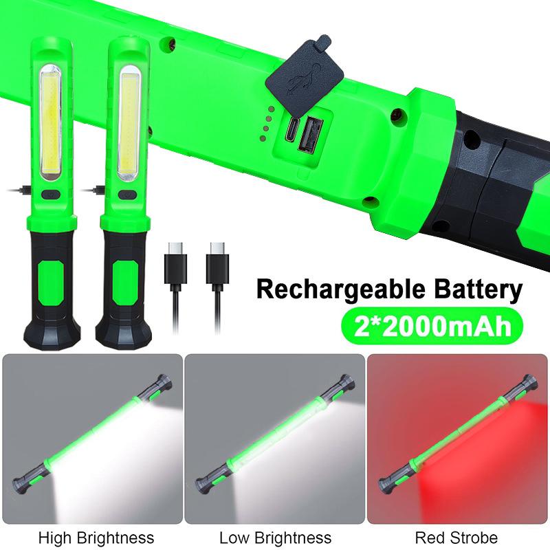 Work Light Bright LED Work Lights Rechargeable Magnetic Underhood Work Light with Hooks Cordless Battery Powered Flashlight
