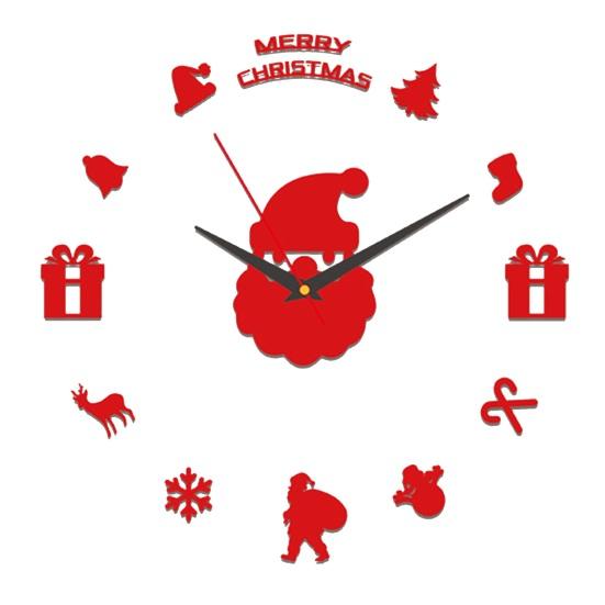 

Різдвяний настінний годинник Санта Клауса, що світиться у темряві, безкаркасний акриловий 3D годинник, тихий для дому, офісу, спальні, вітальні, цифровий аналоговий годинник, прикраса червоний