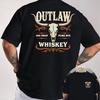 Westlicher Whiskey Doppelseitiger Druck Unisex T-Shirt, Amerikanisches Retro Lockeres Lässiges Oberteil