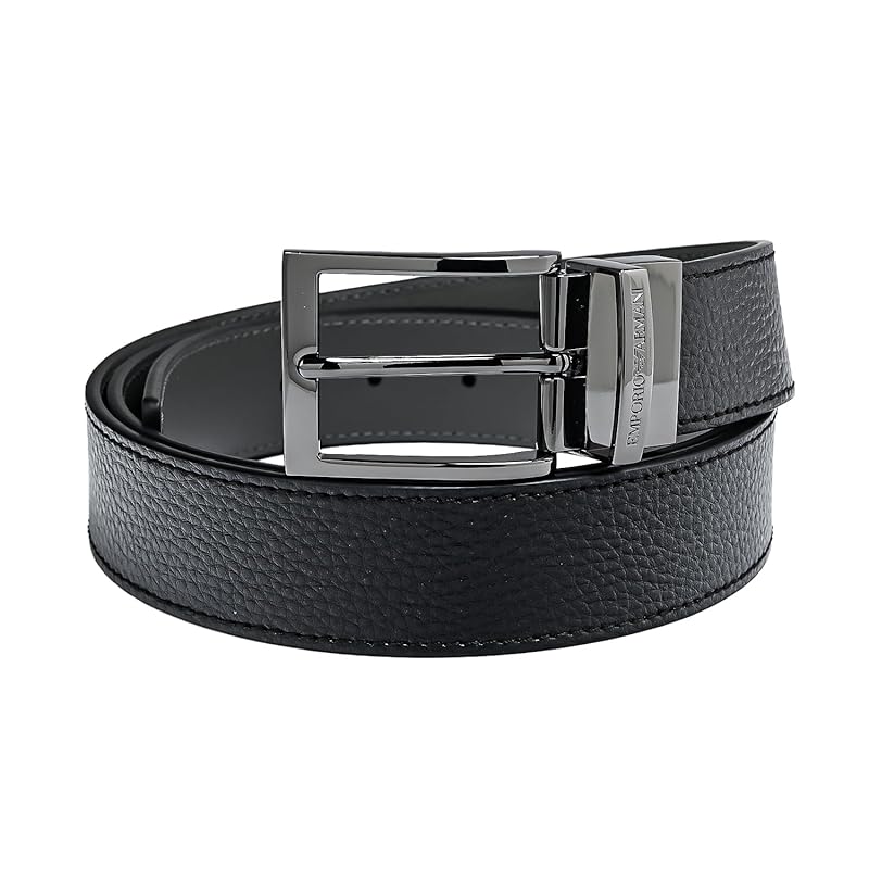

emporio armani belt Width 3.5cm men s black gray Compatible with stringer system reversible Y4S195 YLO8J 80740 [product]