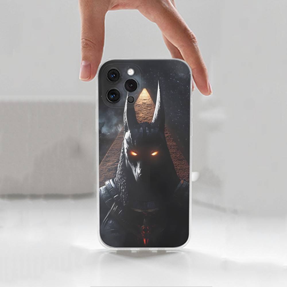 Anubis Egyptian God Phone Case For iPhone 16,15,14,17,13,12,11 Plus,Pro,Max,XR,XS,X,7,8 Plus,SE,Mini,Transparent,Silicone Case