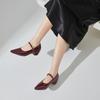 Heightened Inner Retro Block Heel Shallow Single Shoes Women's New Pointed Toe Shallow Mouth One Strap Mary Jane Shoes