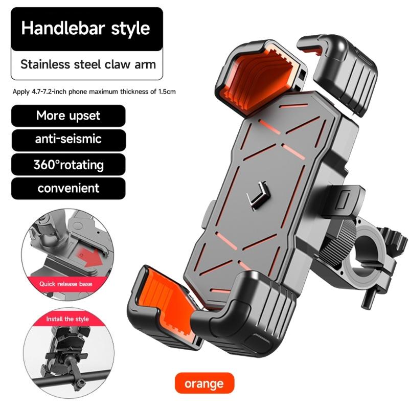 Bike Phone Mount Stand NonSlip Anti-Vibrations Universal Bike Handlebar Adjustable Phone Mount Clip Easily to Install