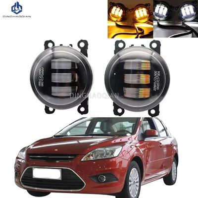 2x Nebelscheinwerfer-Baugruppe für Ford Focus 2009 2010 2011 2012 Auto H11 Stoßstange vorne LED-Nebelscheinwerfer Weiß Gelb 12V