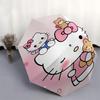 Hello Kitty,Bow Automatic Folding Umbrella-Simple 8-Rib Design, Bright Cartoon Pattern, Durable Iron Frame, Suitable For Travel, Outdoor, Be