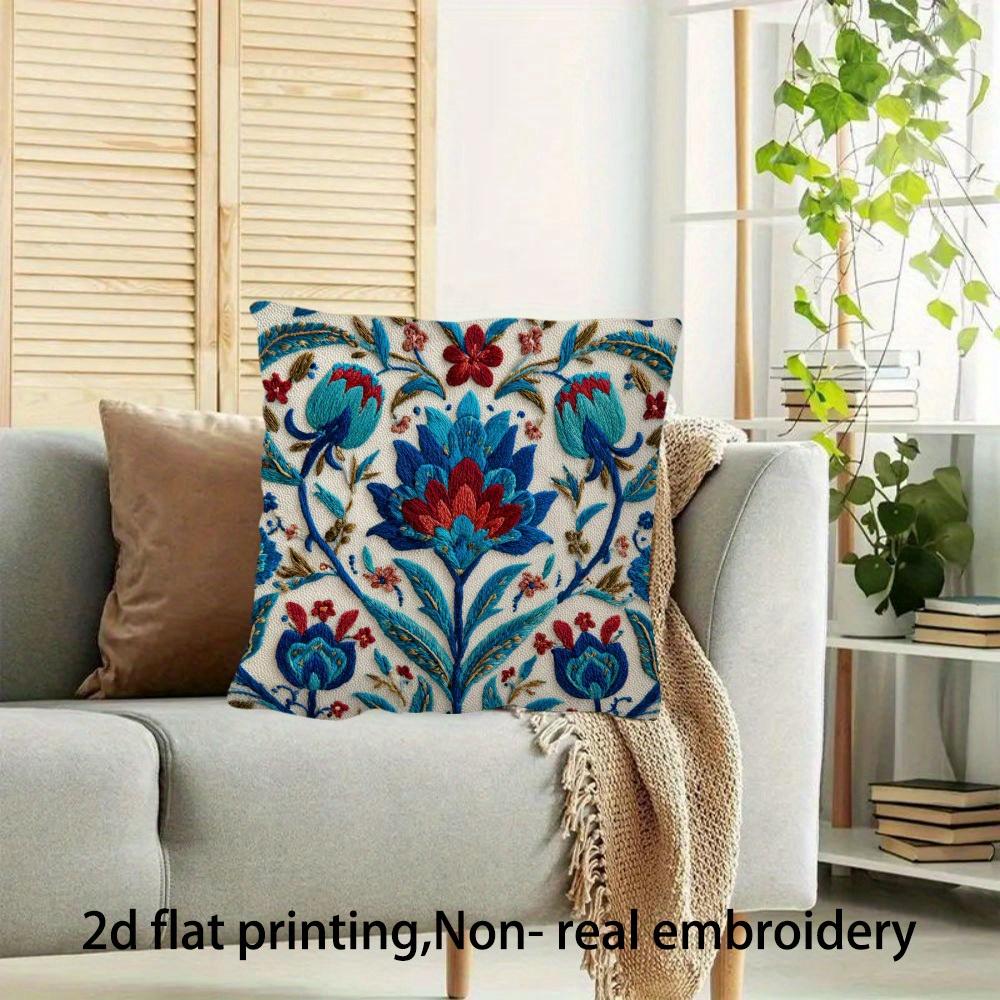Double Sided Boho Turkish Floral Pillow Cover 2D Ethnic Floral Print Soft Throw Pillow Case For Home Decor Gift