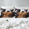 Homewish Highland Cattle Fitted Sheet Twin,Cow Fur Bedding Set 2pcs for Kids Teens Adult Room Decor,Farmhouse Animals Cowhide Bed Cover Black White