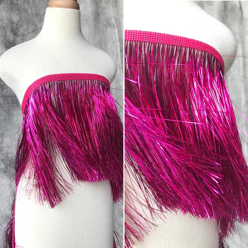 1.1 Yards Laser Shiny Tassel Fringe Trim Lace Ribbon Tassels Christmas Decor Curtains Latin Dance Dresses Skirt Fringes Sewing