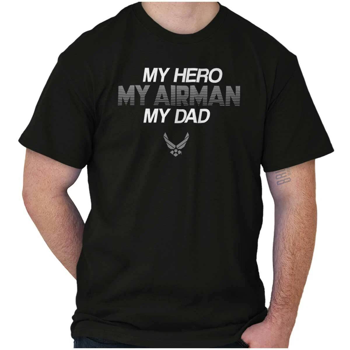 Логотип ВВС США Мой герой Мой летчик Мой папа Женская или мужская футболка с круглым вырезом XXXL