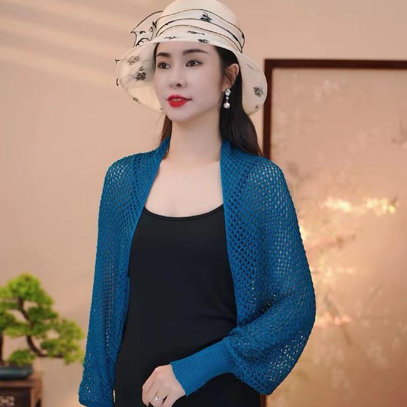 Ice Silk Shawl: Air-conditioned Sleeved Cardigan, Slimming Knit Outerwear, Trendy Short Dress