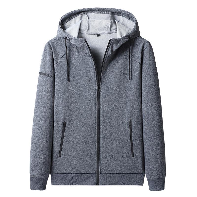 Men's Plus Size Pure Cotton Hoodie Cardigan: Spring/Autumn, Casual Knit Jacket, Trendy Sportswear.