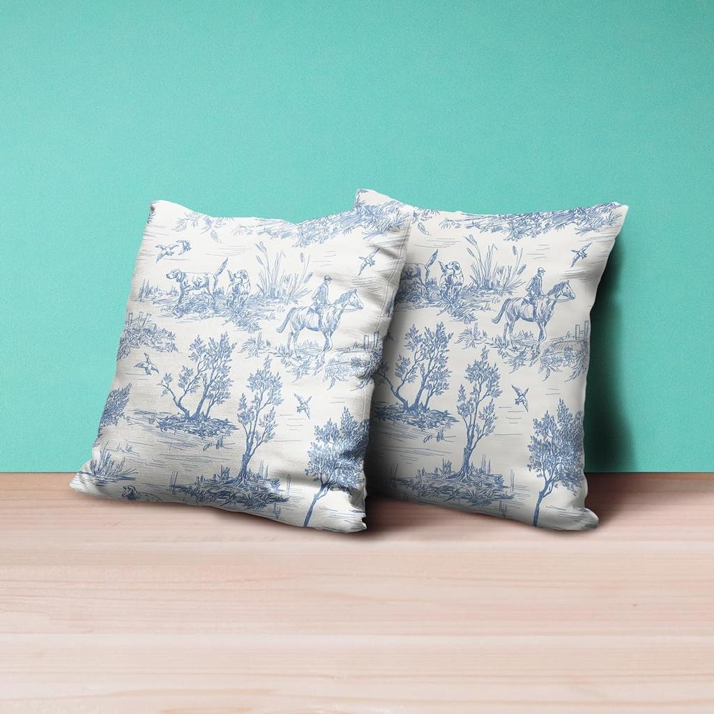 Blau-Weiße Toile Kissenbezüge Vintage Französische Landhaus-Zierkissenbezüge Rustikale Kissenbezug-Dekoration Für Zuhause Sofa