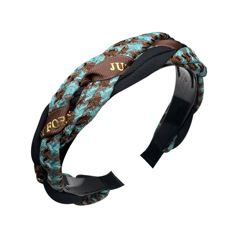2024 New Style Women's Autumn/Winter Retro Korean Plaid Twist Non-Slip Headband