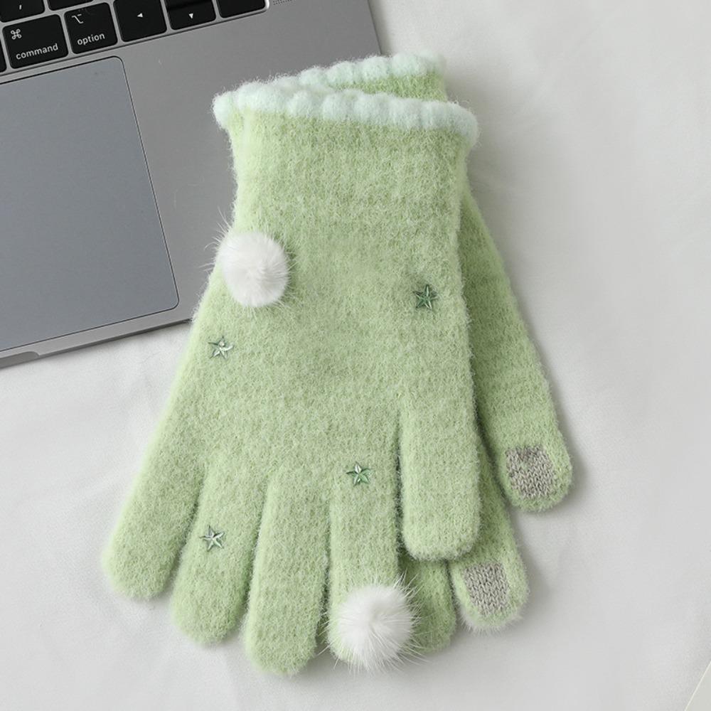 Touch-screen Warm Knitted Gloves Cold Protection Girls Winter Gloves Full Fingers Mittens  Cycling