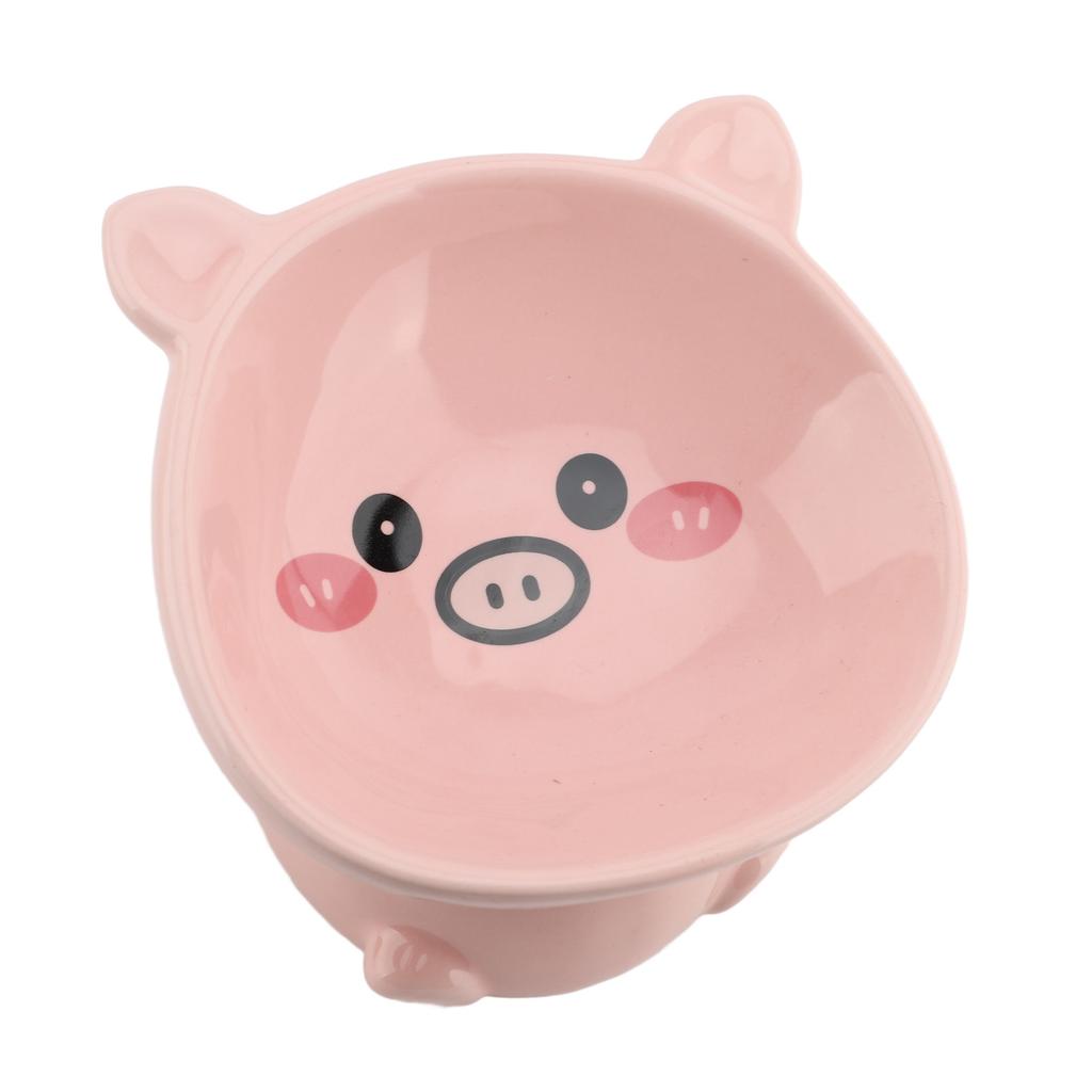 Cat Food Bowl Elevated for Dog Ceramic Cute Cartoon Animal Piggy Shape Tip Proof Home Multifunctiona
