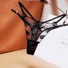 [Free Shipping] 2/4 Independent Packs, Black Embroidered Sexy Thong Female Sentiment Perspective Hot Underwear Thin
