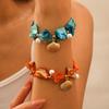 Retro Irregular Shells Starfish Pendant Bracelets for Women Charm Beaded Pearls Polychrome Geometry Shells Bangles Zircon Girls