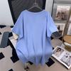 Plus Size V-Neck Slimming Mid-Length Loose T-Shirt for Women, Short-Sleeved, Covers Belly, Available In 200/300/350 Jin.