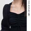 ELLASSAY Women's Pleated Drawstring Knit Top