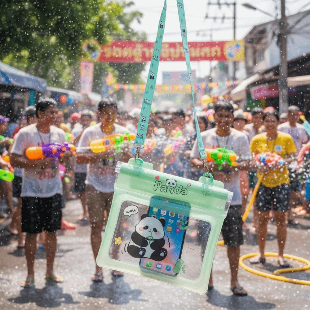 Cute Cartoon Waterproof Phone Pouch Transparent Large Capacity Swimming Storage Bag Seal Type PVC Mobile Phone Bag Water Sports