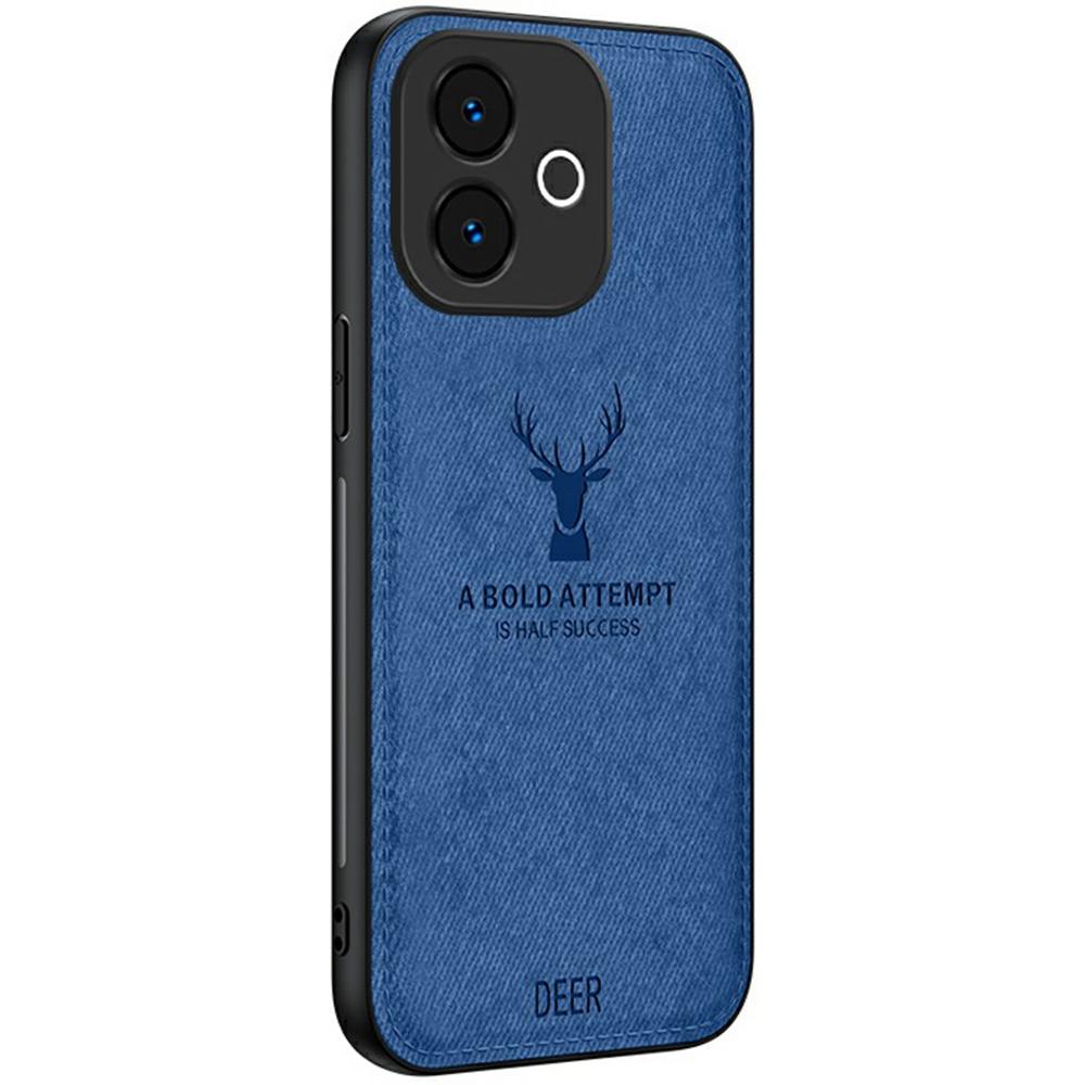 

For Oppo A5 Vitality Edition Case Deer Pattern Cloth Texture PU+PC+TPU Phone Cover Blue