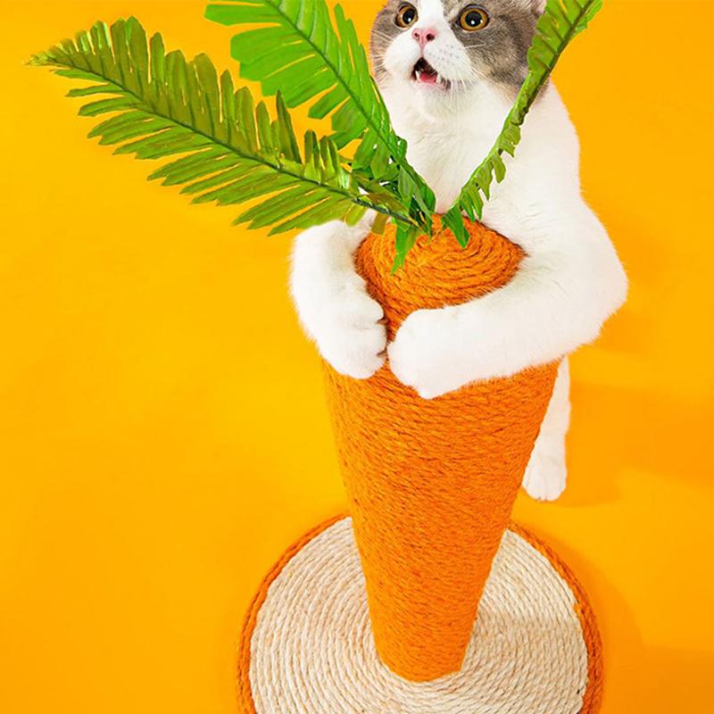 Cat Scratch Post Carrot Shape Soft Comfortable Vivid Lovely Thicken Durable Sisal Cat Scratcher Mat Large
