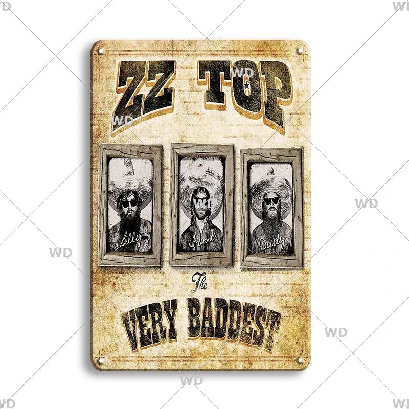 Tin Sign ZZ TOP Rock N Roll Poster Decorative Plaque Metal Signs Retro Vintagge Wall Plate For Home Club Pub Gift Wall Decor