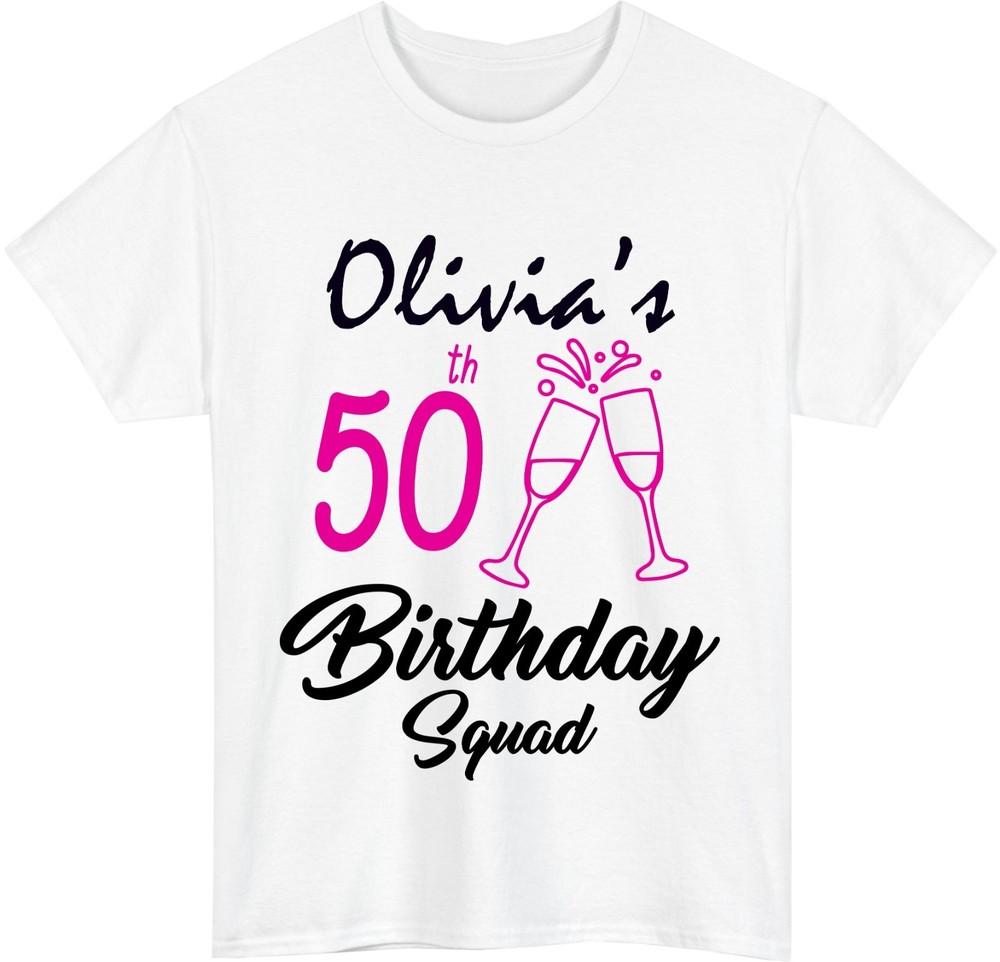 Personalised Year Birthday TShirt Custom Name for Squad Celebration Gift Tee