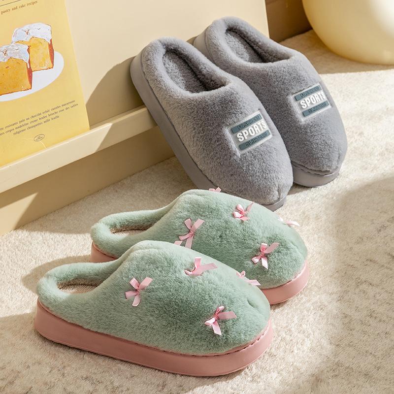 Cotton Slippers Home Autumn and Winter Cotton Shoes Fleece Non-slip Cotton Mop Thick-soled Warm Wool Slippers Couple Shoes