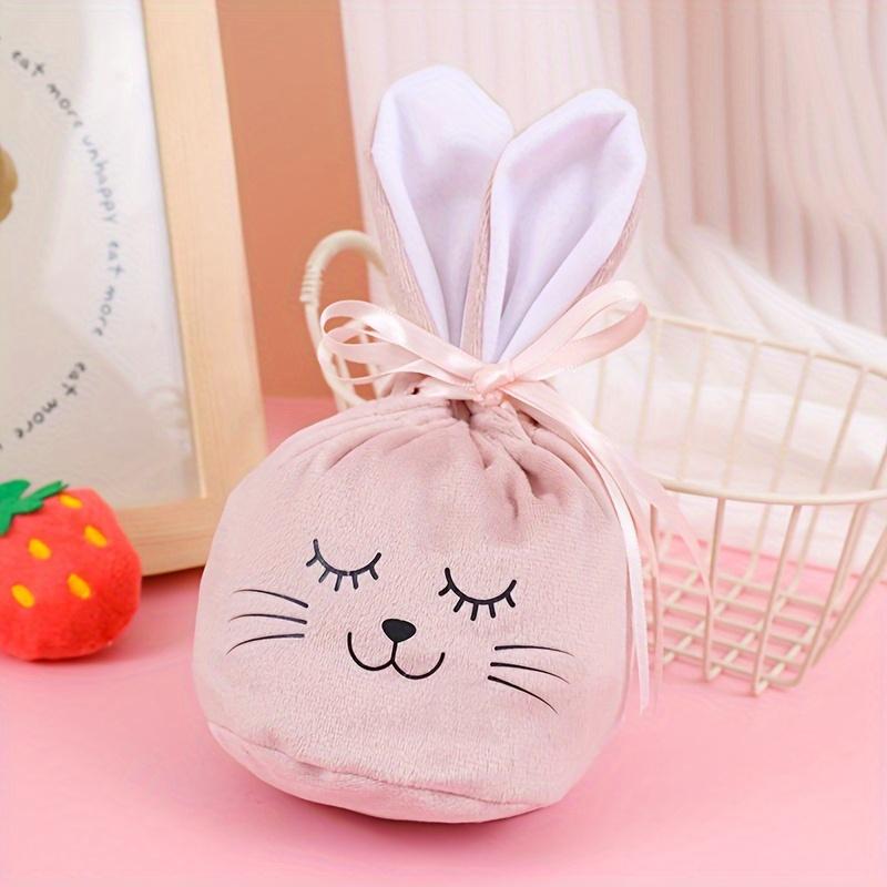 Easter Bunny Drawstring Gift Bags with Bunny Ears for Kids Holiday Party Favor Easter Rabbit Gift Bags and Holiday Decorations