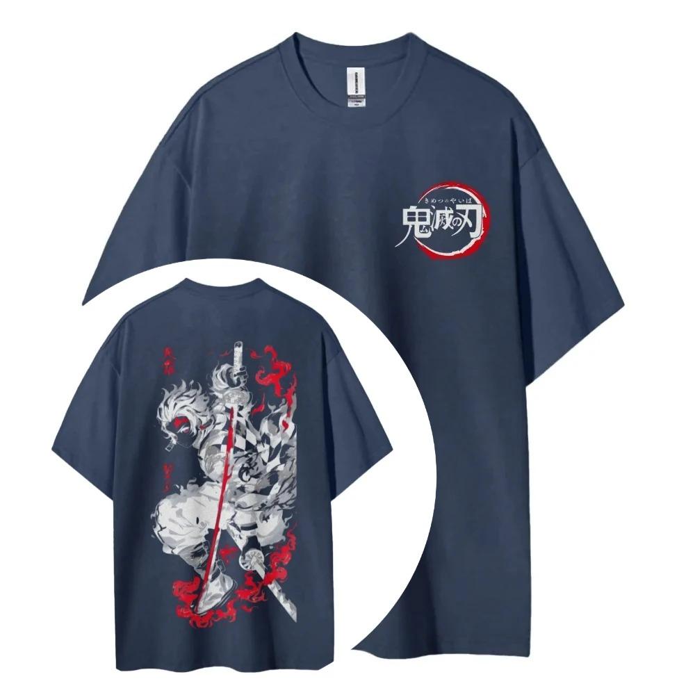 2026 Demon Slayer_ Kimetsu No Yaiba Cotton Unisex Round Neck Anime T-Shirt Men's and Women's Summer Fashion Breathable Street T-Shirt