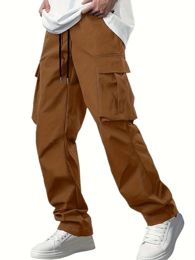 2024 Men's Summer Cargo Pants with Drawstring – Multi-Pocket, Casual Fit