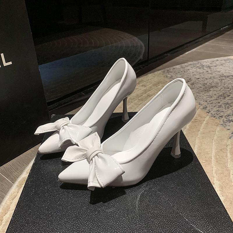 

Модные красные милые туфли-лодочки в стиле «бабочка» Женские туфли на высоком каблуке со стразами Женские туфли с острым носком Элегантные свадебные туфли Женские босоножки 35 белый