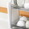 Wahei Freiz Iron Dish Drainer, Plonge, 2-Tier, Slim, Powder Coated, with Cutlery Pocket and Cutting Board Holder, PM-9016