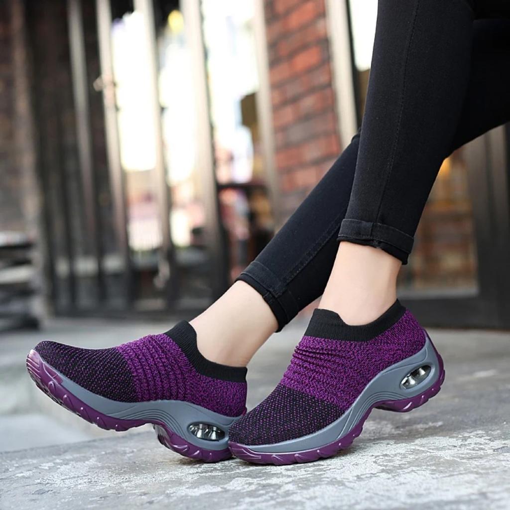 Spring women's sports shoes, casual height increasing outdoor shoes, fly woven sports shoes