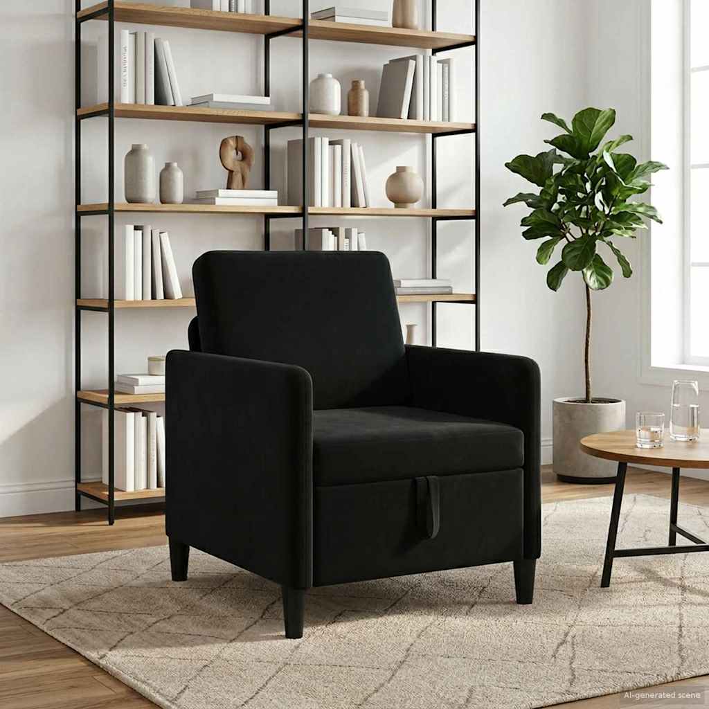 Storage Sofa in Black 72 x 78 x 87 cm Polyester