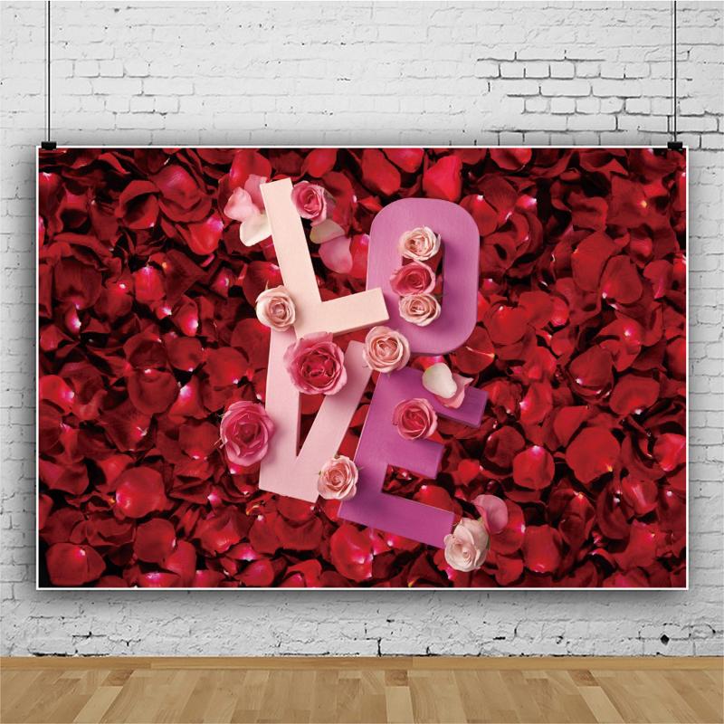 Red Rose&Heart Backdrops for Wedding Valentine's Day Birthday Party Background