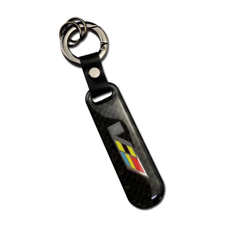 Carbon Fiber Keychain Car Keyring for Cadillac Seville XT4 CT4 CT5 SLR STS CTS DTS ATS Escalade Auto Key Pendant Accessories