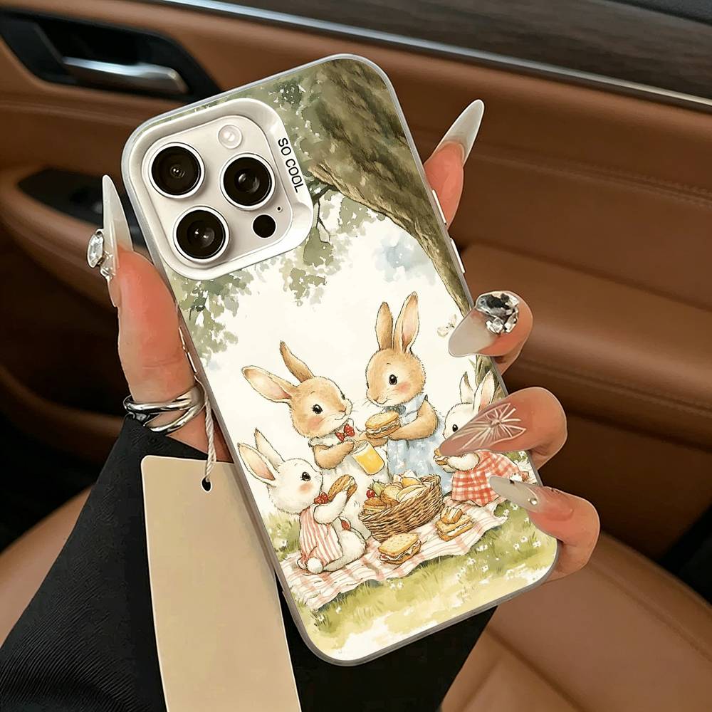 Cute R-Rabbit P-Peter Phone Case For iPhone 17,16,15,14,13,12,11 Plus,Pro Max,XS,white silver phone case iPhone16E