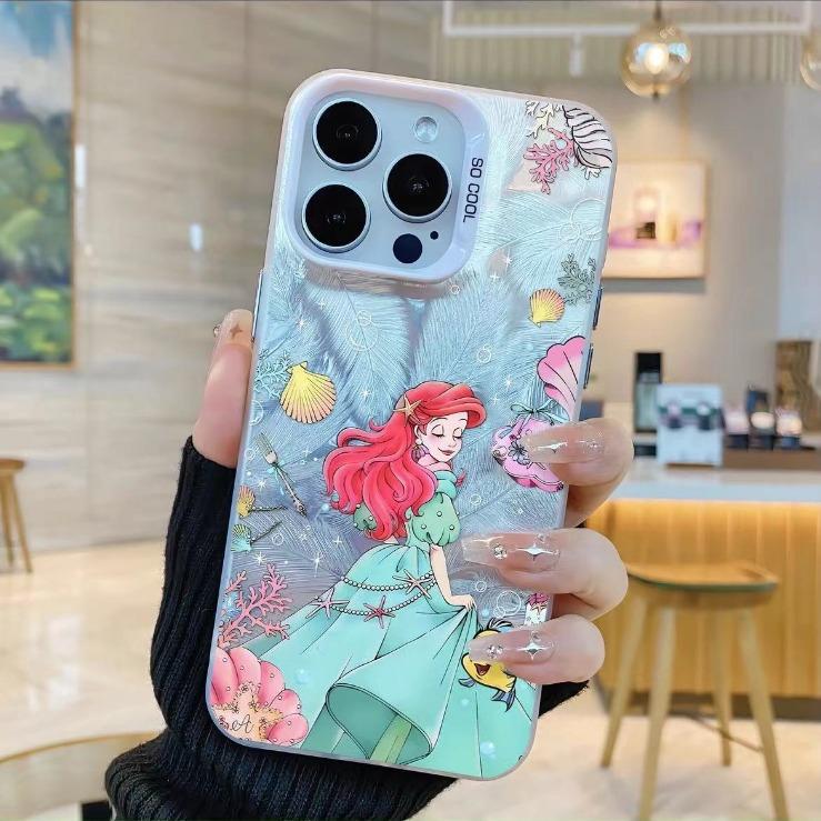 Ins mermaid princess phone case for iPhone 16 Pro Max and iPhone 18 Plus, cartoon style, drop-proof, 13x hard X